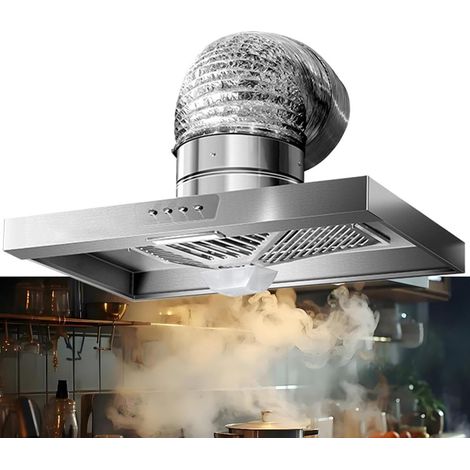 LEDANDER Hotte murale de 10 pouces avec éclairage LED et vitesse réglableventilateur d'extraction pour cuisine à fixation plafond, livré avec un conduit de 3mconvient pour une cuisine domestique à usa (1/5)
