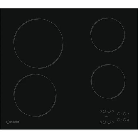 piano cottura in vetroceramica 60cm 4 fuochi 6200w nero - RI161C - Indesit (1/2)