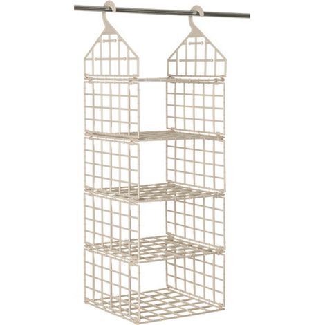 Organiseurs de placard suspendus pliables, réglables et séparables à 3-5 niveaux avec panier de rangement (kaki) - 3 spécifications (1/5)