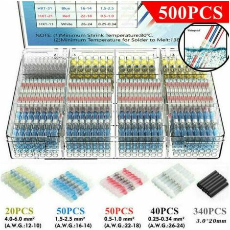 -500Pcs Cosses Electriques Souder Gaine Thermorétractable, (1/5)
