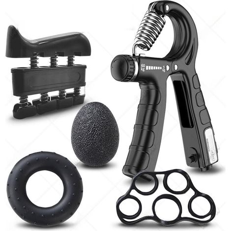 Hand Trainer - Adjustable Resistance 5-60 Kg - Finger Forearm Strengthener - For Climbers Golfers Musicians - 5-Piece Set (1/5)