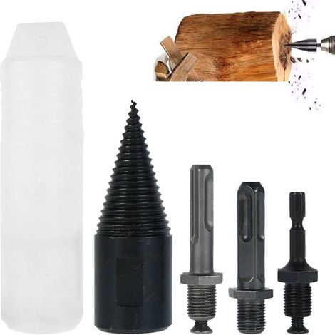 32mm Fendeurs de bches fendeuse à bois perceuse robuste perceuse vis cône conducteur feu fendeuse de bûches à bois fendage cône de bois peu (1/4)