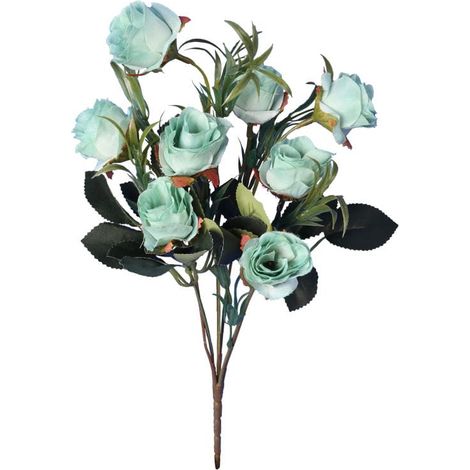 Roses artificielles bleues - Bouquet de 8 roses aux teintes automnales, 32 cm (1/3)