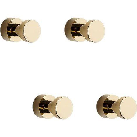 Gold Towel Hooks 4 Pack Rustproof Metal Robe and Coat Hooks, Adhesive or Wall Mounted Hooks for Bathroom, Kitchen, Bedroom, Living Room, Office, Bathroom, Kitchen ...