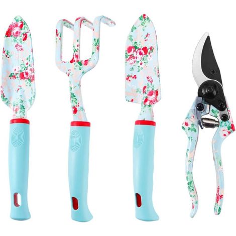 CSPARKV 4 pièces pour Femmes, sécateur,truelle, Outils de Jardinage pour Le Jardinage, Cadeau de fête des mères, Cadeau d'anniversaire, Vert (1/4)