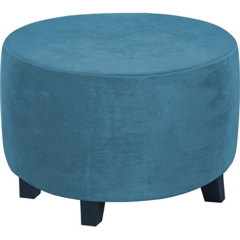 Housses de Pouf Rondes Housse Tabouret Rond Housse d'ottoman en Velours Extensible Housse de Protection de Repose-Pieds Housse Tabouret Velours (1/5)