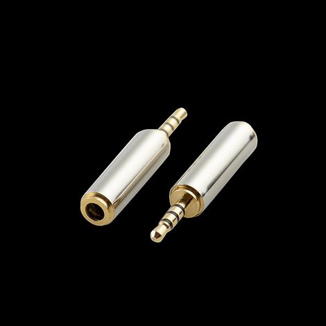 Ganzmetall-Kupferadapter 3,5-mm-Stecker (vierteilig) auf 2,5-mm-Buchse für Mobiltelefone und Kopfhörer, kleiner auf großer Stecker. (1/5)