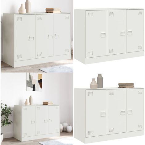 Buffet blanc 99x39x73 cm acier - Buffet Blanc - Meuble Rangement - Armoire Moderne - Meubles Salon - Mobilier Cuisine - Home & Living (1/5)