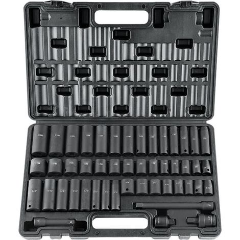 Mophorn Juego de Vasos de Impacto 3/8" Juego de Vasos de Impacto 48 Piezas Juego de Vasos de Impacto 6 Puntos CR-V Aleación de Acero HRC 42-48 con Accesorios y Estuche para Reparación Automática