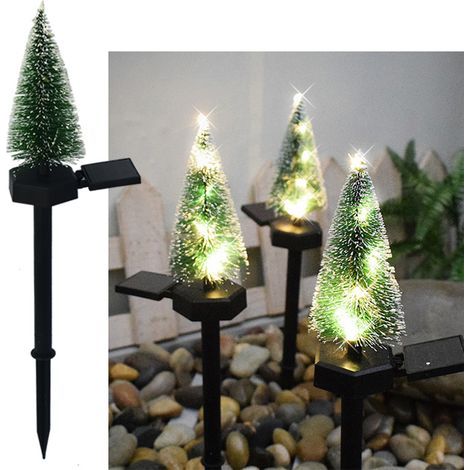 Solar-powered Christmas tree decorations, Christmas tree inserts, LED landscape lighting for patio and garden, 1 Christmas tree with 6 warm white LED lights, IP55 (1/5)