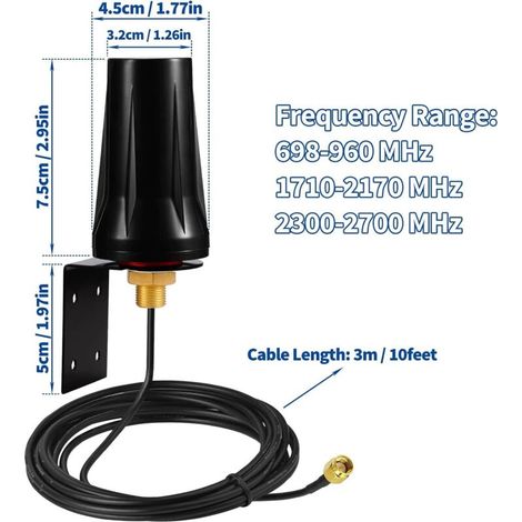 Antenne 4G LTE Exterieur SMA Mâle Mimo 5dBi Omnidirectionnelle Externe Étanche pour 4G LTE Mobile Routeur Passerelle Modem Cellulaire Caméra de Sentier (1/3)
