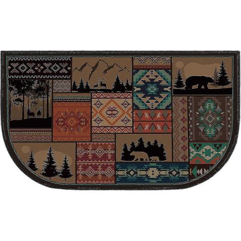 Tapis de cheminée ignifugé style sud-ouest 80 x 121 cm pour cheminée poêle à bois cuisine intérieur et extérieur. (1/4)