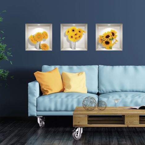 Stickers 3D fleurs variétés de tournesols 30 x 90 cm (1/4)