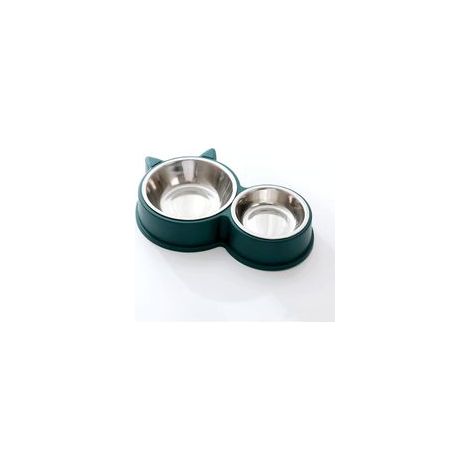 Gamelle double pour chat en acier inoxydable – Antidérapante et hypoallergénique – Facile à nettoyer – Pour nourriture et eau
