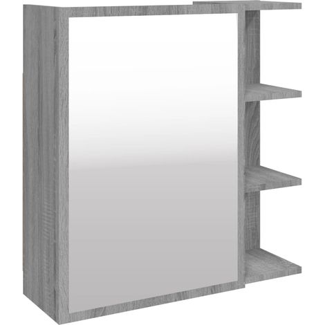 Mobile da Bagno a Specchio Grigio Sonoma 62,5x20,5x64 cm Legno vidaXL