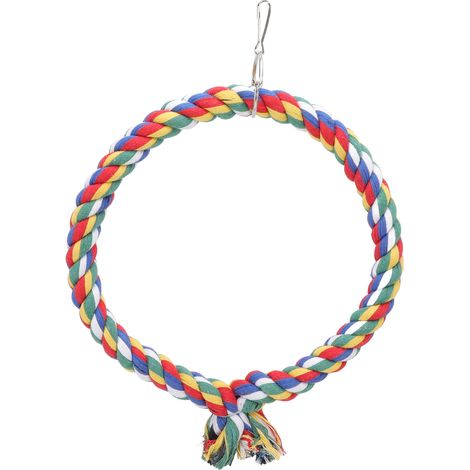 Anneau en corde de coton pour oiseaux, jouet coloré, balançoire pour perroquets, perruches, calopsittes, Conure, tourtereaux, pinsons, aras S (1/5)
