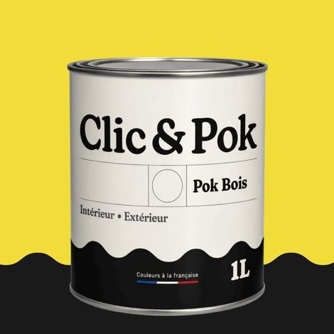 Peinture Bois Extérieur – POK BOIS - 1L - RAL 1016 - Jaune soufre- Résistante aux intempéries - Ne s'écaille pas