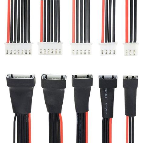 5-Piece 2S 3S 4S 5S 6S Charger Cable, Balance Plug Charger Extension Cable for RC Lipo Batteries, 20cm Balance Plug Extension, JST-EH RC Battery Balancer Adapter Extension Cable (1/5)