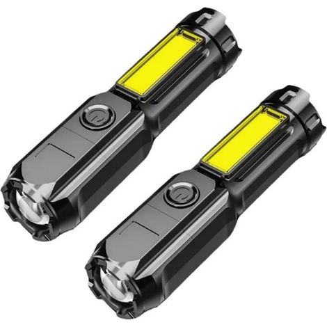 Set aus zwei superhellen, wiederaufladbaren LED-Zoomtaschenlampen für Camping, Zuhause und Notfälle im Freien (1/5)