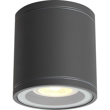 Spot de Plafond GU10 5W LED 3000K Blanc chaud Plafonnier encastrable IP44 imperméable pour Salle de bains Cuisine Jardin Salon Couloir Restaurant, Aluminium, Gris foncé (1/5)