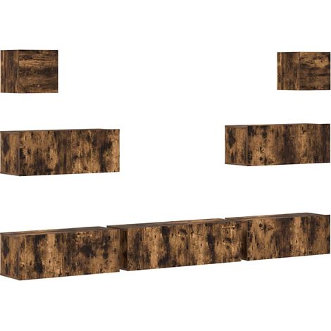 Maison Exclusive - 7-tlg. TV-Schrank-Set Räuchereiche Holzwerksto (1/5)