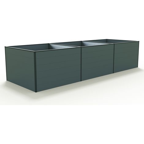 GFP Carré potager surélevé pour herbes et légumes Aluminium DANIELA - 351 x 119 x 77 cm - ANTHRACITE - indéformable et résistant aux intempéries avec profilés creux aluminium - Made in Autriche