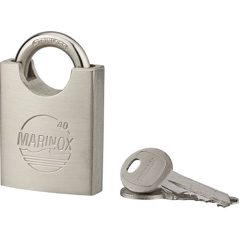 Lucchetto MARINOX 40 mm in acciaio inox nautico con arco protetto – THIRARD (1/5)