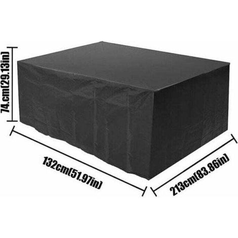 Wasserdichte, schwarze Gartenabdeckung 210 x 140 x 80 cm – Schutz für Gartenmöbel im Außenbereich, UV- und wasserbeständig