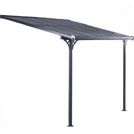 Gazebo Pergola a Parete Gardiun Elliot - 11 m² 435x254x220/260 cm Alluminio e Polibicarbonato (1/5)