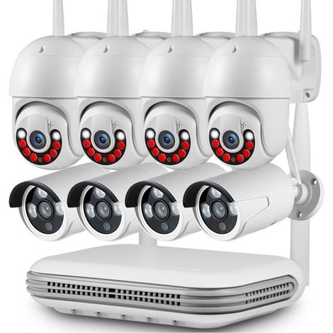 Système de caméra de sécurité à domicile H.265 3MP Full HD 8CH sans fil NVR sécurité WIFI IP caméra système Kit Surveillance extérieure CCTV visage Audio vidéo enregistreur ( Size : None , Color : 8CH (1/5)