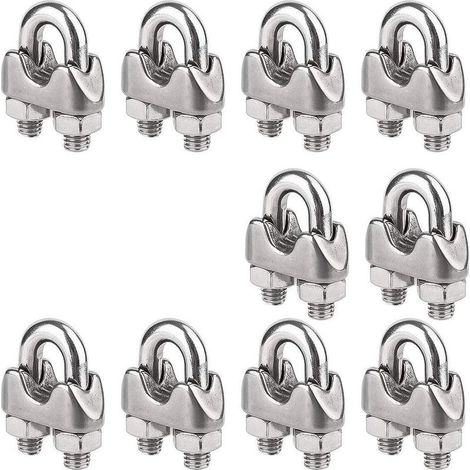 10 Pièces Serre-Câbles étrier M4 Pince en 304 Acier Inoxydable U-pinces en pour le Serrage de Câbles en Acier pour L'industrie, etc. (1/5)