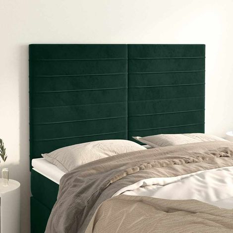 vidaXL Cabecero Terciopelo Verde Oscuro 144x5x118/128 cm (1/5)