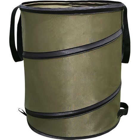 BEBUSINGOTO Basurero para camping, para coche, reutilizable, para jardín, plegable (verde, 10 galones, 35 x 40 cm) (1/4)