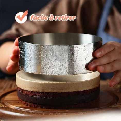 Moule Cercle à Gateau en Acier Inoxydable - Lot de 3 - Grande Forme Ronde - 20/15/10cm - Hauteur 4,5cm (1/4)