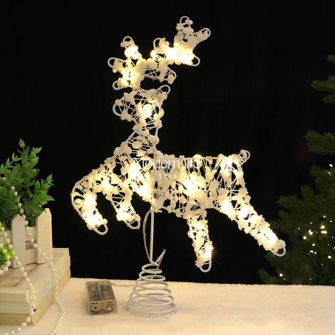 Cime de sapin de Noël lumineuse, Cime de renne de 25 cm, Lumière chaude, 25 cm x 30 cm, avec 20 LED (1/5)