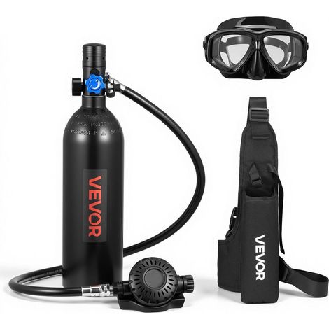 En Aluminium Léger, Mini Bouteille de Plongée 1 L pour Respiration Sous-Marine avec Sac et Lunettes, Plongée Jusqu'à 5 m (1/5)