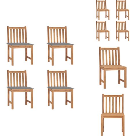 Chaises de jardin lot de 4 avec coussins Bois de teck massif - Chaise De Jardin - Mobilier De Jardin - Chaise En Bois - Chaises En Bois - Teck (1/5)