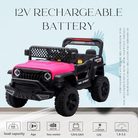 Voiture électrique pour enfants, jouet à enfourcher avec télécommande et bascule indépendante. Un cadeau idéal pour les garçons et les filles de 3 à 6 ans. (1/5)