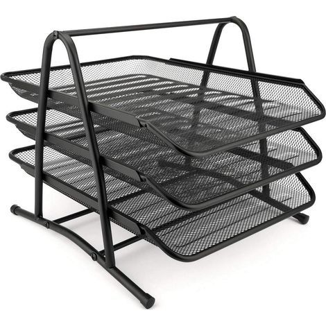 Metal Storage Compartments, Office Desk Organizer, Document Drawers, A4 File Tray, Organizer Mesh, Drawer Organization System for Office, Black (1/5)