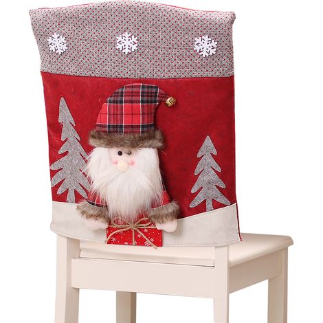 Housse de chaise de noël, dossier de siège de salle à manger, amovible, réutilisable, décoration de Festival, motif de père noël (1/5)