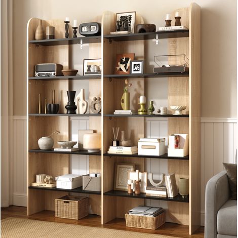 Libreria aperta 160x135x25 cm, scaffale autoportante a 5 ripiani con divisori, mobile salvaspazio - naturale (1/5)