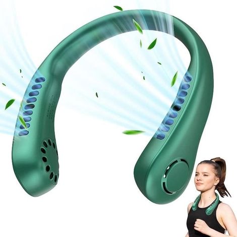 Ventilateur Cou Silencieux - E.F.Connection- Rechargeable USB - 3 vitesses - Vert (1/4)