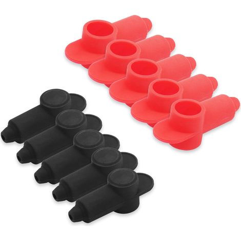 10er-Pack Silikon-Klemmenabdeckungen für Lichtmaschinen-Batteriebolzen und Stromanschlussblöcke, passend für 10-2 AWG-Draht, 5 rote und 5 schwarze Paare