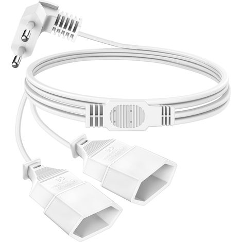 Verlängerungskabel Eurostecker,1,5M Verlängerungskabel Flach,Steckdosenadapter Flach,2-in-1 Stromkabel Dreifach Typ-C-Stecker, 0,75 mm² Max,Flachstecker Verlängerung für TV PC Computer Monitor (1/5)