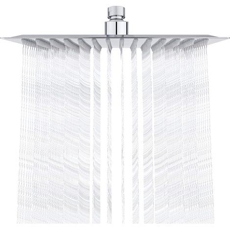 Stainless Steel Shower Head - Water Saving Shower, 25cm Square Shower Head, Universal Rain Shower Head with 1/2 inch Thread, 360° Swivel, 30° Tilt, Easy to Install and Clean (1/5)