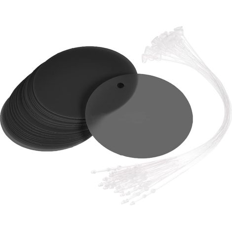 Étiquettes rondes en plastique noir de 50 pièces (1,95 pouce), résistantes à la déchirure et