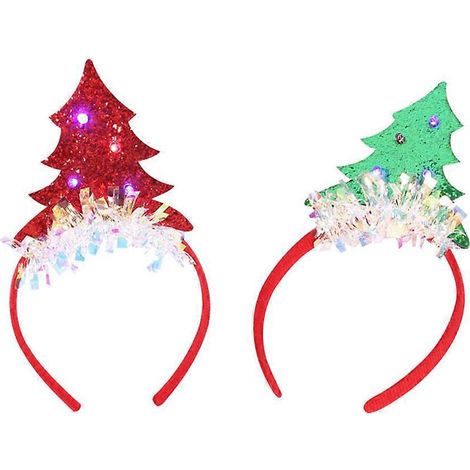 serre-têtes lumineux LED clignotants de Noël, bandeaux à paillettes en forme de sapin de Noël, adorables accessoires de fête et décorations (-23.00X11.00X1.00CM