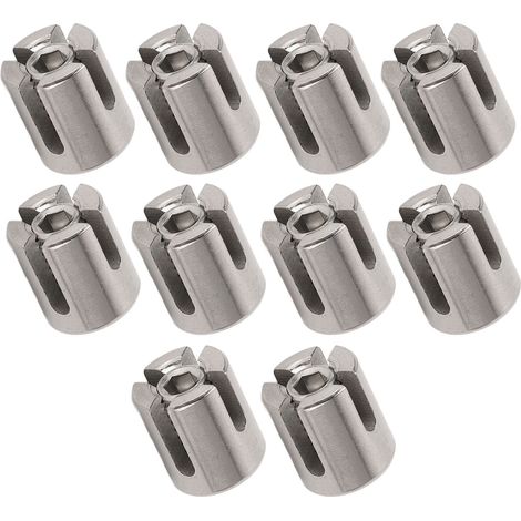 Lot de 10 serre-câbles croisés en acier inoxydable 316, accessoires pour systèmes muraux et garde-corps, 3 mm (1/5)