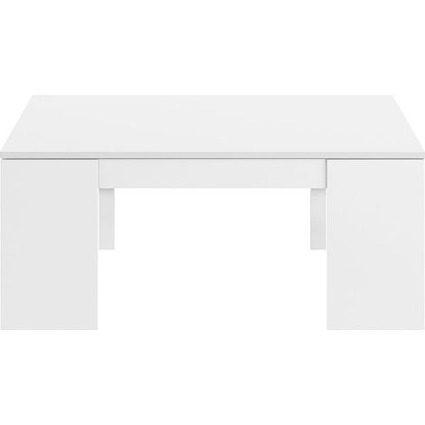 Mobimarket – Table basse relevable blanche en mélamine – Dimensions 43x100x50 cm – Espace de rangement intégré – Design moderne pour salon (1/5)