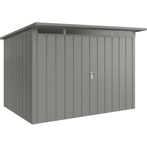 Hörmann Metall-Gerätehaus "Juno" mit Pultdach, JPD12 - Modern, 310 x 214 cm (B x T), graualuminium, 2-flüglige Tür